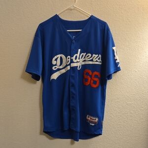 Majestic MLB LA Dodgers Jersey #66 Puig - LA Blue - Sz 48